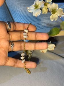 Gold &amp; White Stone Bracelet