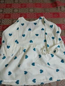 Trendy White Heart-Print Top