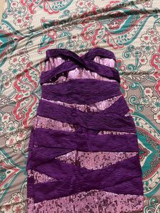 Purple Sequin Mini Tube Dress