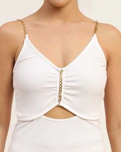 Bold Chain Detail Straps Cut-Out Midi Split Dress