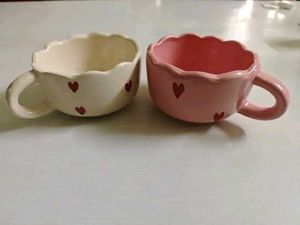 Heart Print Ceramic Mugs
