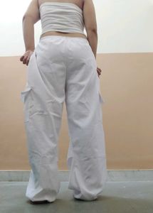 White parachute pants