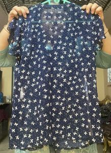Cute Navy Bow Print Top