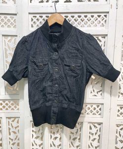 Denim Button-Down Jacket B