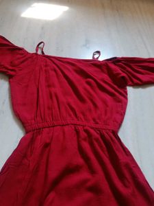 Red Off-Shoulder Kurti
