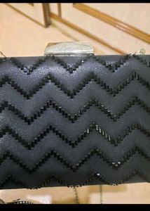 Navy Beaded Clutch