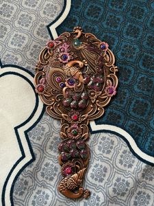 Vintage Peacock Comb &amp; Mirror Set