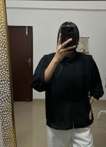 Black Sheer Cowl Neck Style Chiffon TOP