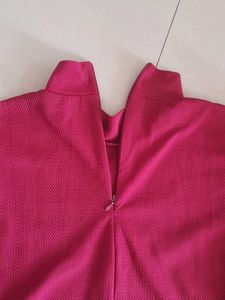 Red Sheer Sleeve Top