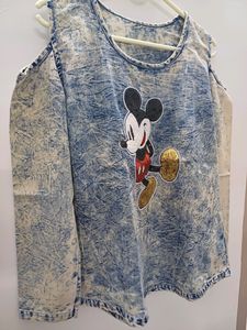 Denim Off-shoulder Top