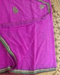 Pink Saree with Embellishments