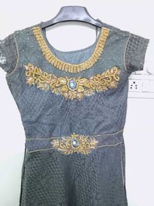 Elegant ✨Gown Net And Chiffon Material With Salwar