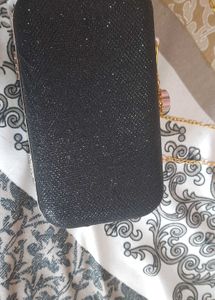 Elegant Black Glitter Clutch