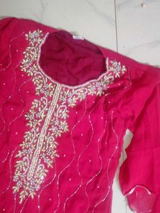 Red Embroidered Kurta Set