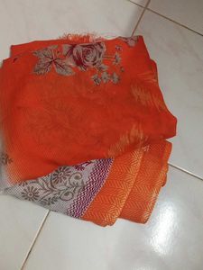 Orange Floral Dupatta