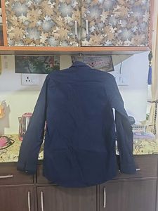 Navy Blue Casual Button-Down Shirt
