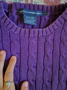 Purple Cable Knit Sweater