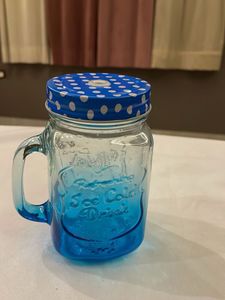 Retro Blue Mason Jar Mug with Lid
