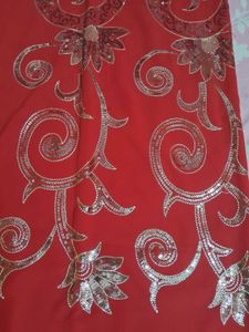 Red &amp; Gold Embellished Saree