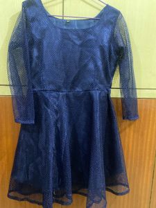 Navy Blue Mesh Dress