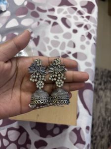 Silver Jhumka Earrings