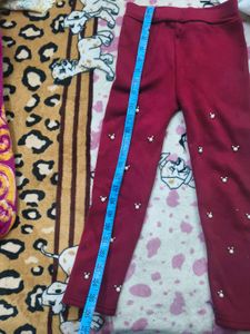Girls Red Pearl Embellished Leggings for 2-4 years