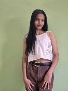 White Embroidered Tank Top