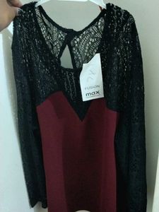 Burgundy &amp; Black Lace Top
