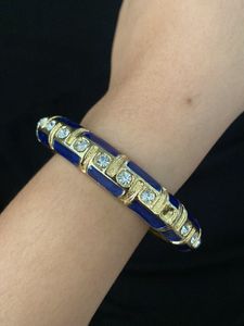Blue &amp; Gold Bangle Bracelet