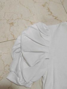 White Puff Sleeve Top