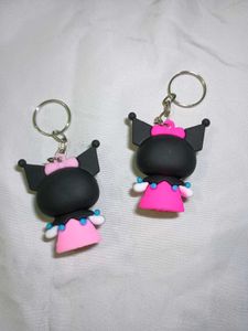 2 sanrio kuromi hot &amp; light pink keychain charm