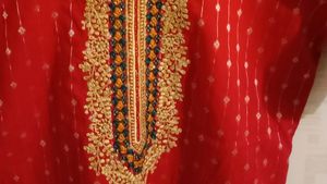 Red &amp; Gold Embellished Kurti