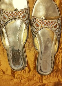 Embellished Golden Wedding Slipper For Women
