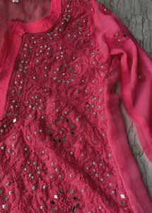 Pink Embroidered Kurti