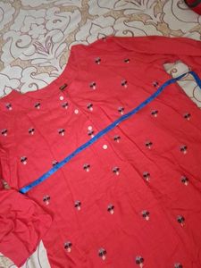 Coral Embroidered Midi Dress