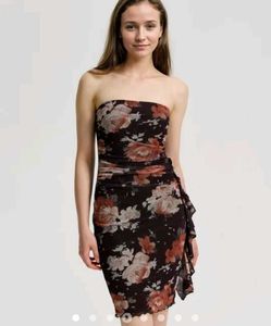 Floral Ruffle Mini Dress Bodycon