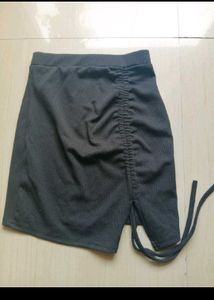 Ruched Tie Mini Skirt