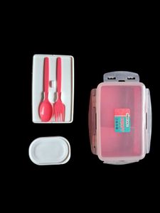 Pink Lunch Box with Utensils