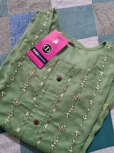Straight Slit Kurti With Embroidery Full Design