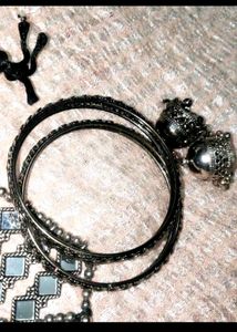 &#34;Black Necklace With Mirrored Accents&#34;