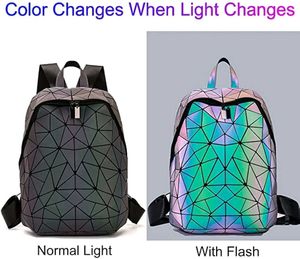 geometrical holographic luminous backpack