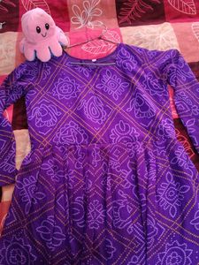 Elegant Purple Bandhani Maxi kurti