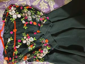 Shein Black Floral Peplum Top