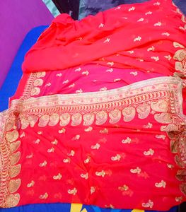 Orange Embroidered Saree