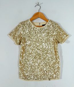 Cream Sequenced Top For Girl's
