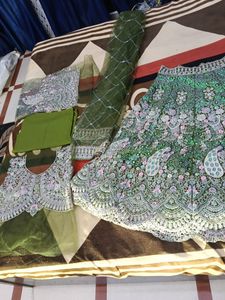 Green Embroidered Lehenga Choli with Dupatta