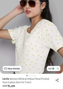 Levi&#39;s White &amp; Yellow Floral Short Sleeve Tshirt