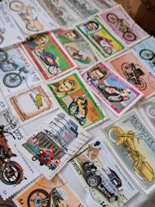 25 Motorcycle Bike Theme Stamps