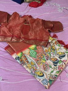 Floral &amp; Figure Print Saree with Matching Blouse