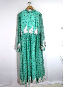 Aqua Green Floral Print Gown (Women&#39;s)